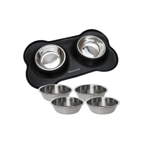 KaraLuna Napfunterlage mit 4x Napf Doppelnapf schwarz M