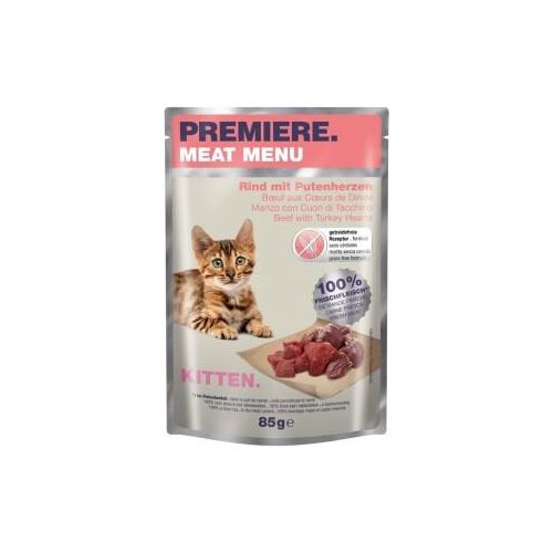 PREMIERE Meat Menu Kitten mit Rind und Putenherzen 48x85 g