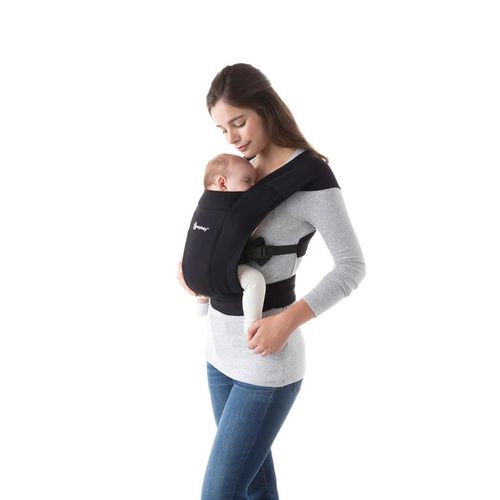 Ergo Baby Babytrage Embrace , Pure Black , Textil , 17.4x12.4x26.5 cm , Oeko-Tex® Standard 100, AGR-geprüft , Bauchtragefunktion, Schultergurte über