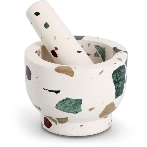 Mörser ZELLER PRESENT "& Stößel-Set, "Terrazzo", bunt, H:9cm Ø:12cm, Natur-Granit, Mörser, Mörser, Natur-Granit, 1,7 kg, 240 ml