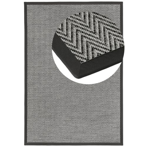 Teppich DEKOWE "BasicS2 Fischgrat", schiefer, B:67cm H:10mm L:133cm, Kunstfaser, Teppiche, Teppich, Fischgrät Design, mit Bordüre, In- und Outdoor geeignet