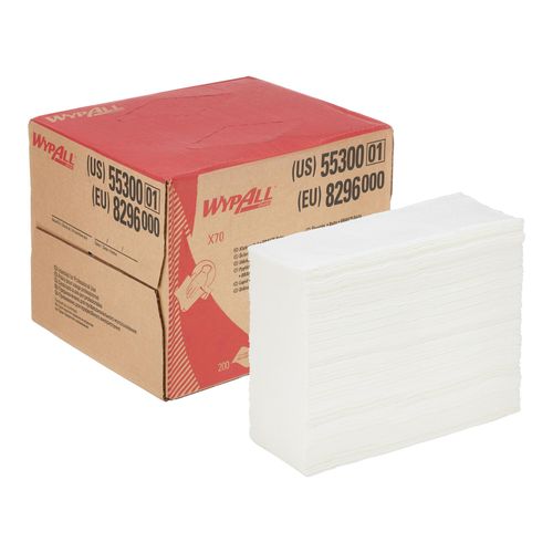 WypAll X70-Reinigungstücher, 1 BRAG Box mit 200 weißen, 1-lagigen Tüchern (8296)