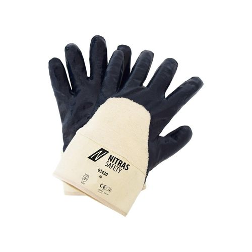 Nitrilhandschuh,blau, Stulpe,teilbeschichtet, Gr. 10 ; AS (03430/10)