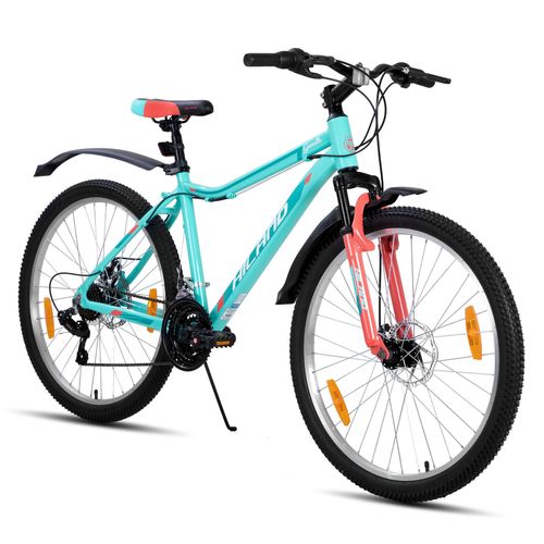 Hiland Damen Mountainbike 27,5 Zoll, Aluminium Rahmen 18 Gang MTB für Frauen, Damen und Mädchen Mountainbike mit Doppelscheibenbremse Federgabel