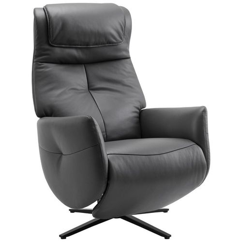 Xora Massagesessel , Schwarz, Dunkelgrau , Metall, Textil, Leder , Echtleder , Rindleder , 77x113x86 cm , Massagefunktion, Netzbetrieb, Liegefunktion,