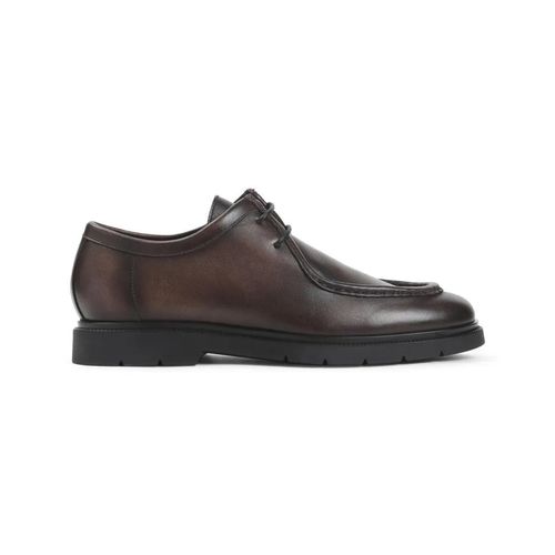 Lace-Up Shoes With Polished Leather Upper - Gr. 43 (EU) - in Braun