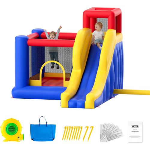 Aufblasbares Hüpfburg, hochwertiges Spielhaus-Trampolin für den Außenbereich, Hüpfburg mit Gebläse, Rutsche und Aufbewahrungstasche, 340 x 260 x 230 cm Hüpfburg für den Garten der Familie