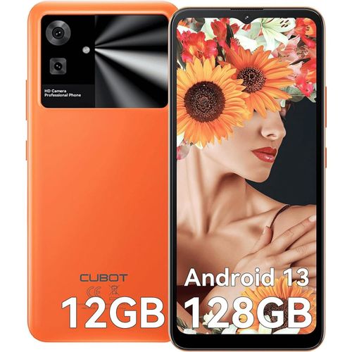CUBOT Note 21 Handy Ohne Vertrag 12GB+128GB/1TB, Android 13 Smartphone, 6,56 Zoll 90 Hz, 50 MP Kamera, 5200 mAh Akku GPS/OTG/Face ID Orange