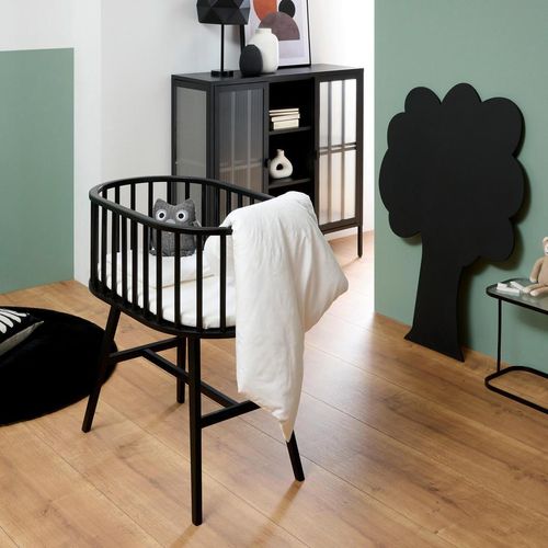 Jimmylee Beistellbett , Schwarz , Holz, Holzwerkstoff , Buche, Kautschukholz , vollmassiv, Sperrholz , 52x88x83 cm , Babymöbel, Babybetten,