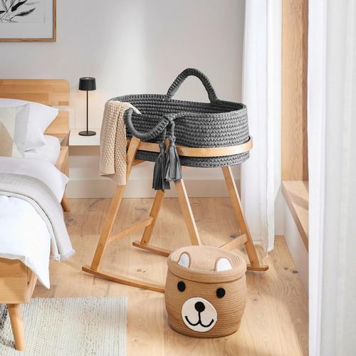 Jimmylee Moseskorb , Natur, Dunkelgrau , Kunststoff, Textil, Holzwerkstoff , Höhe ca. 3 cm , 51x93x81 cm , Babymöbel, Babybetten, Stubenwagen &