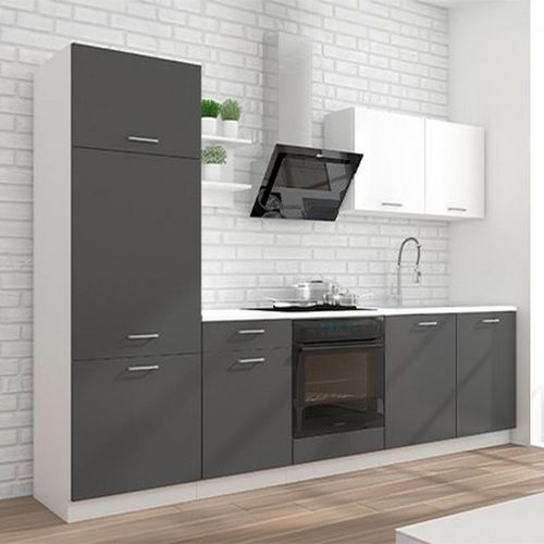 P & B Küchenleerblock , Grau, Weiß , Holzwerkstoff , 1 Schubladen , seitenverkehrt montierbar, nur wie online abgebildet bestellbar , 270 cm , Küchen,