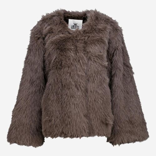 Dunkelgraue Jacke aus Kunstfell