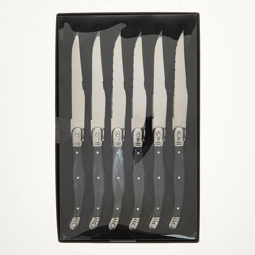 6er-Pack silberfarben-schwarze Steakmesser