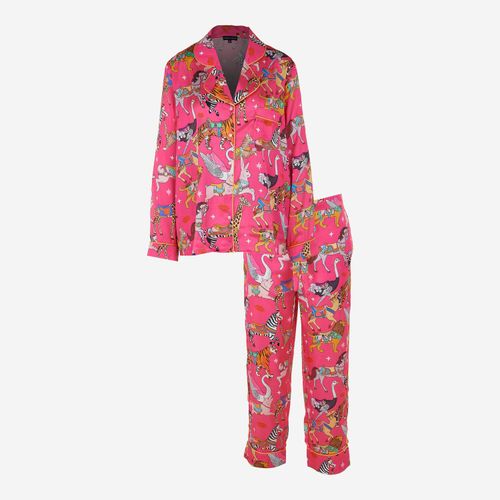 Pinker Pyjama aus Ober- und Unterteil mit Muster