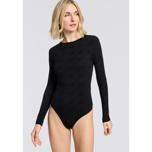 Body HUGO UNDERWEAR, Damen, Gr. S, N-Gr, schwarz 004, Jersey, Obermaterial: 48% Baumwolle, 48% Modal, 4% Elasthan, körpernah, Bodys, Jersey, Flock Allover Druck