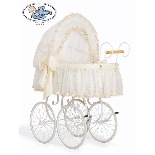 Retro Elisa Moseskorb - Weiß + Cremefarbene Spitzenbettwäsche