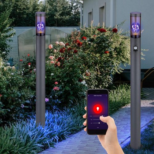 2er Set RGB LED Stehleuchte, Bewegungsmelder, App-Steuerung