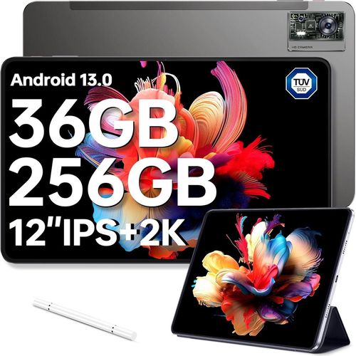 OUKITEL OT5 Tablet 12 Zoll 36(12+24)GB RAM +256GB ROM (2TB TF) Helio G99 Octa-Core Tablet Android 13, 11000mAh Gaming Tablet, 2K Display Dual SIM Tablet PC, 4G LTE/5G Grau
