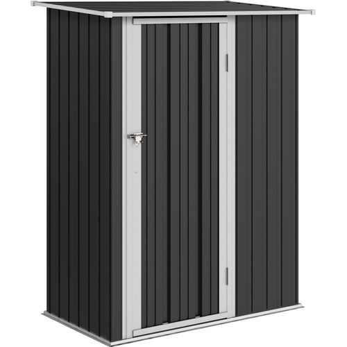 Metall Gerätehaus 1,07 m² mit Schrägdach, 142 x 84 x 189 cm Geräteschuppen mit abschließbar Tür, Garten Schuppen, Gartenhaus Dunkelgrau