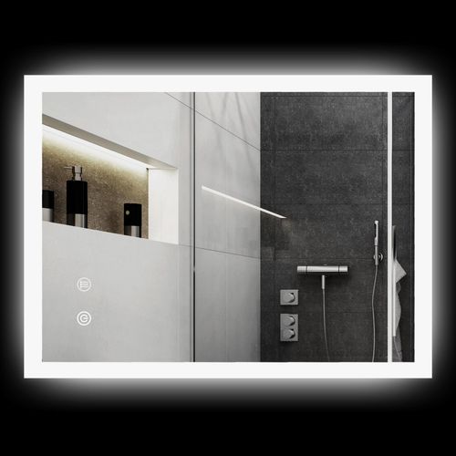 LED-Spiegel Badezimmer 80x60 cm mit Berührung, Memory, Anti-Beschlag und Hintergrundbeleuchtung