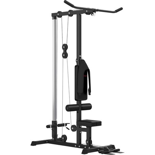 Kraftstation für Zuhause, Ruderzüge, ohne Gewichte, Fitnessgerät für Zuhause, Stahl, Kunstleder, Schwarz