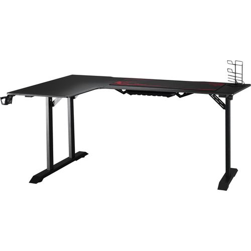 Gaming Tisch Schreibtisch L-förmige mit Kopfhörerhaken Getränkehalterung Computertisch MDF Metall Schwarz+Rot 168 x 109 x 78 cm