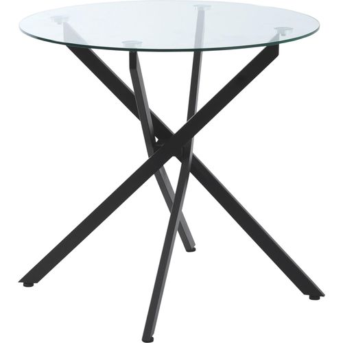 Moderner Glas-Esstisch, 80 cm Durchmesser, Küchentisch mit gehärteter Glasplatte und Metallbeinen, für 4 Personen