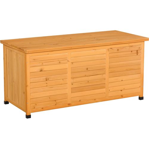 Gartenbox, Kissenbox, Aufbewahrungsbox, Aufbewahrungsbox, Gartentruhe, wetterbeständig, Massivholz, 127 x 56 x 60 cm Gelb Image