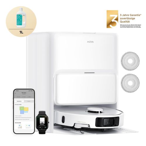 MOVA P50 Ultra Saugroboter 19.000 Pa, flexibler Wischmopp, automatische Reinigung 75 °C + Reinigungsflüssigkeit inklusive