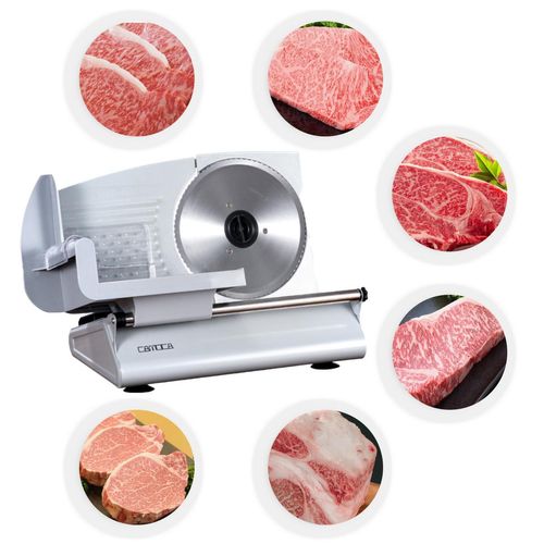 Allesschneider elektrisch Ø190 mm, Fleisch-, Brot- & Käseschneider, Schnittstärke 0–15 mm, mit Fingerschutz & rutschfesten Saugfüßen