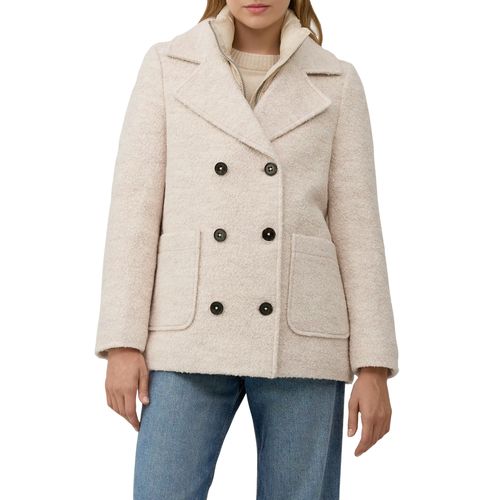 Cabanjacke S.OLIVER, Damen, Gr. 40, beige melange, Web, Obermaterial: 65% Polyester, 35% Wolle. Futter: 100% Polyester, unifarben, gerade hüftbedeckend, V-Ausschnitt, Jacken, mit Reverskragen und doppelreihiger Knopfleiste, Woll-Anteil