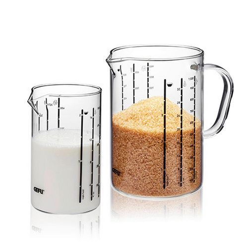 Gefu Messbecherset Meti , Transparent , Glas , Messskala für Flüssigkeiten, Lebensmittel , Backen, Backhelfer, Messbecher