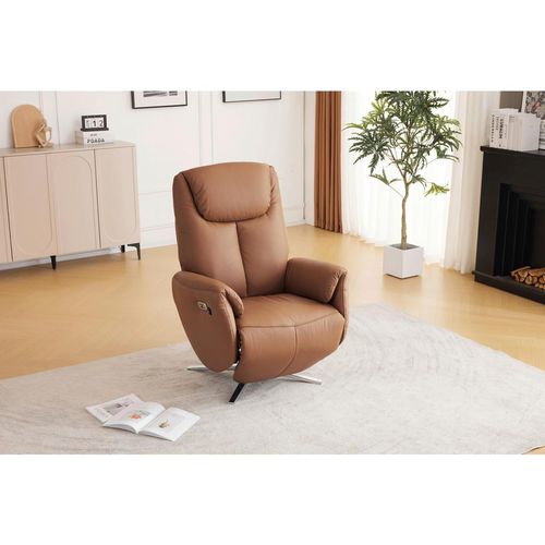 Livetastic Massagesessel , Braun , Textil, Leder , Echtleder , Rindleder , 79x110x85 cm , Relaxfunktion, Massagefunktion , Wohnzimmer, Sessel,