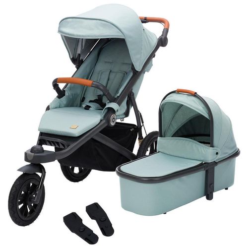 Fillikid Jogger Set Jogger Run , Salbeigrün , Textil , 57x107x125 cm , Feststellbremse, Federung, 5-Punkte-Gurt, Handbremse, abnehmbarer Schutzbügel ,