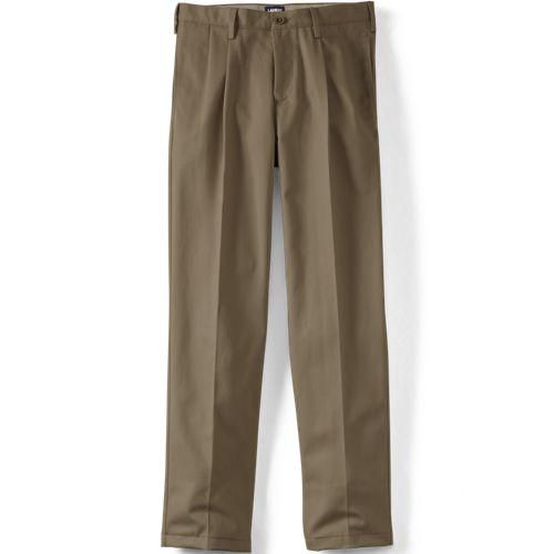 CLASSIC COMFORT. Bügelleichte Chino mit Bundfalten, Herren,  Braun, Baumwolle, by Lands' End
