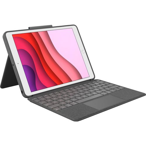 Logitech Combo Touch - Tastatur und Foliohülle - mit Trackpad - hintergrundbeleuchtet - Apple Smart connector - QWERTY - Pan-Nordic - Graphite - für Apple 10.2-inch iPad (7. Generation, 8. Generation, 9. Generation)