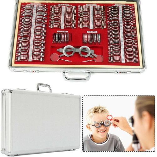 266 Teiles Testlinsen-Set Metallrand Optometrie Retinoscopy Rack Linse Set Alu Optometrie-Box e Testrahmen