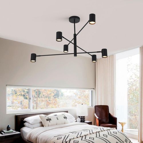Deckenleuchte Snow , Schwarz , Metall , 12x44.5x80 cm , RoHS , Lampen & Leuchten, Innenbeleuchtung, Leuchten nach Räumen, Esstischlampen