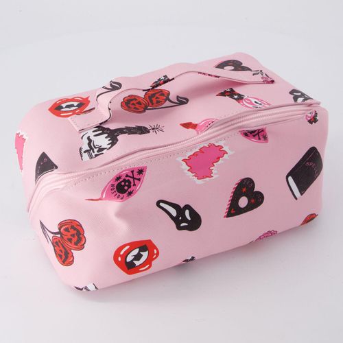Rosafarbene Kosmetiktasche mit Halloweenmotiv