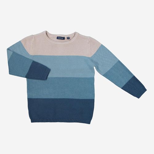 Grau-blauer Pullover mit Rundhalsausschnitt