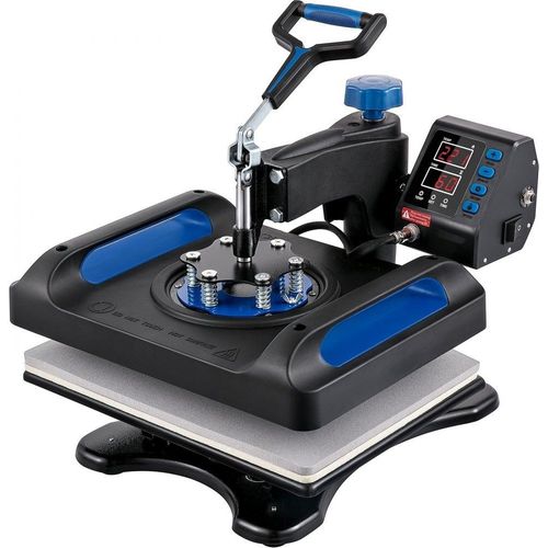 Wärmepresse Maschine 12x15 Zoll - Schnellheizende 360°-schwenkbare Digitale Sublimations-T-Shirt Vinyl-Transfer-Drucker - Mit Anti-Verbrühungs-Oberfläche - Inkl. Canvas Tasche, Kissen, Banner - ETL gelistet - Blau