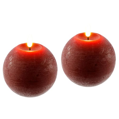 LED-Kerze I.GE.A. "LED Echtwachskerze 2er Set", rot, B:11cm H:11cm, Wachs, Kerzen, Mit Timer Flackernd Stumpenkerze Adventskerzen Adventskranz