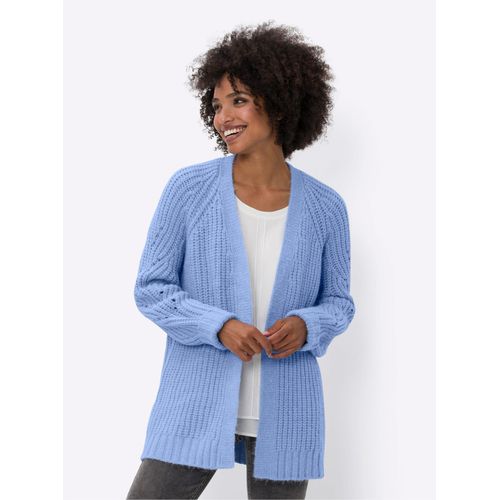 Strickjacke HEINE, Damen, Gr. 40, blau (eisblau), 45% Polyacryl, 30% Polyamid, 25% Polyester, unifarben, Strickjacken