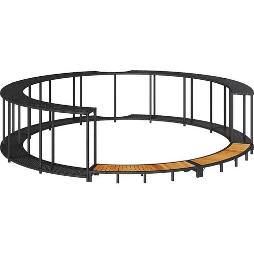vidaXL Whirlpool-Umrandung mit Stauraum Holztreppe Schwarz Poly Rattan