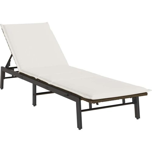 Sonnenliege mit Auflage Braun Poly Rattan