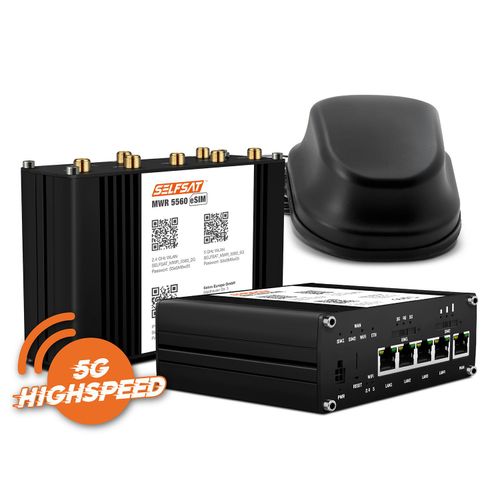 SELFSAT MWR 5560 eSIM 5G Cat 19 WLAN Router bis 3,4 Gbps inkl. SELFSAT 5G Antenne schwarz