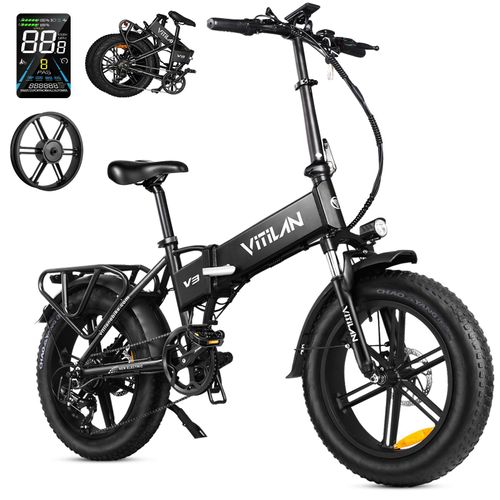 Faltrad V3 2.0 Elektrofahrrad, 20x4 Zoll, 250W Motor, 48V 13Ah Akku,7 Gang shimano