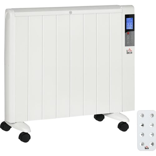 Elektroheizung mit Rollen, 9 vorinstallierte Modi, Wandmontage möglich, 5-35° C, weiß, 75 x 7,5 x 58,5 cm