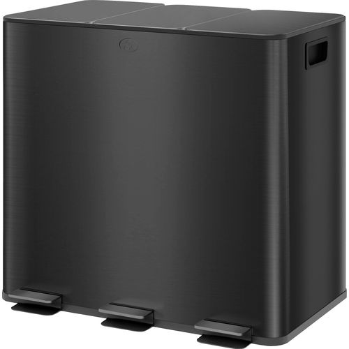 3-fach Mülleimer 45L mit Deo-Deckel, Soft-Close, abnehmbare Fächer, schwarz, geruchsdicht