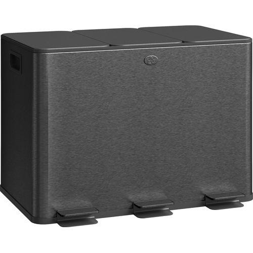 Geruchsfreier 3-Fach Mülleimer 20L Schwarz, Soft-Close Deckel, Fingerabdruckresistent, Abnehmbare Inneneimer für Küche/Büro